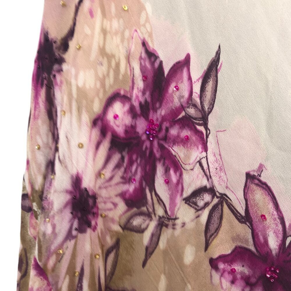 Vintage Majick Floral Printed Sequin Maxi Dress Short‎ Sleeve Long Boho Dress L - Picture 5 of 9
